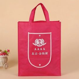 중국 그들자신으로 접히는 가벼운 빨간 재사용할 수 있는 쇼핑 백은 로고를 주문을 받아서 만들었습니다 협력 업체