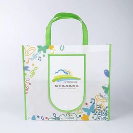 Eco 황급한 마감 오프셋 인쇄를 가진 친절한 녹색 접을 수있는 끈달린 가방